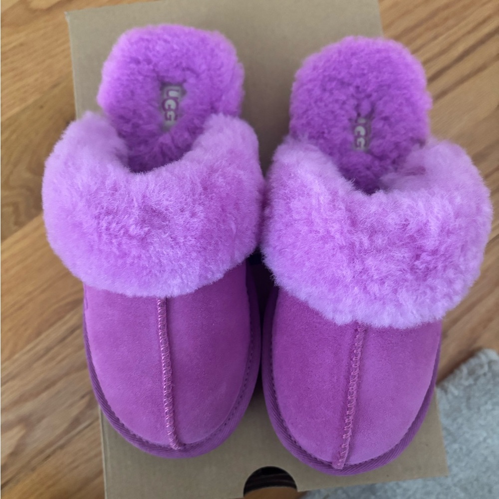 UGG Kids Purple Fluffy Slippers